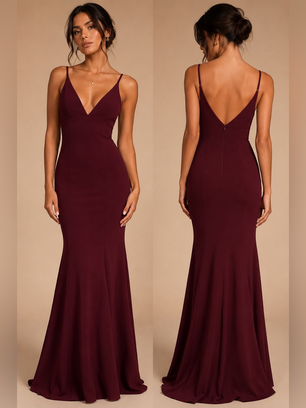 Lulus Burgundy Mermaid Maxi Dress Elegant Formal Gown Size M
